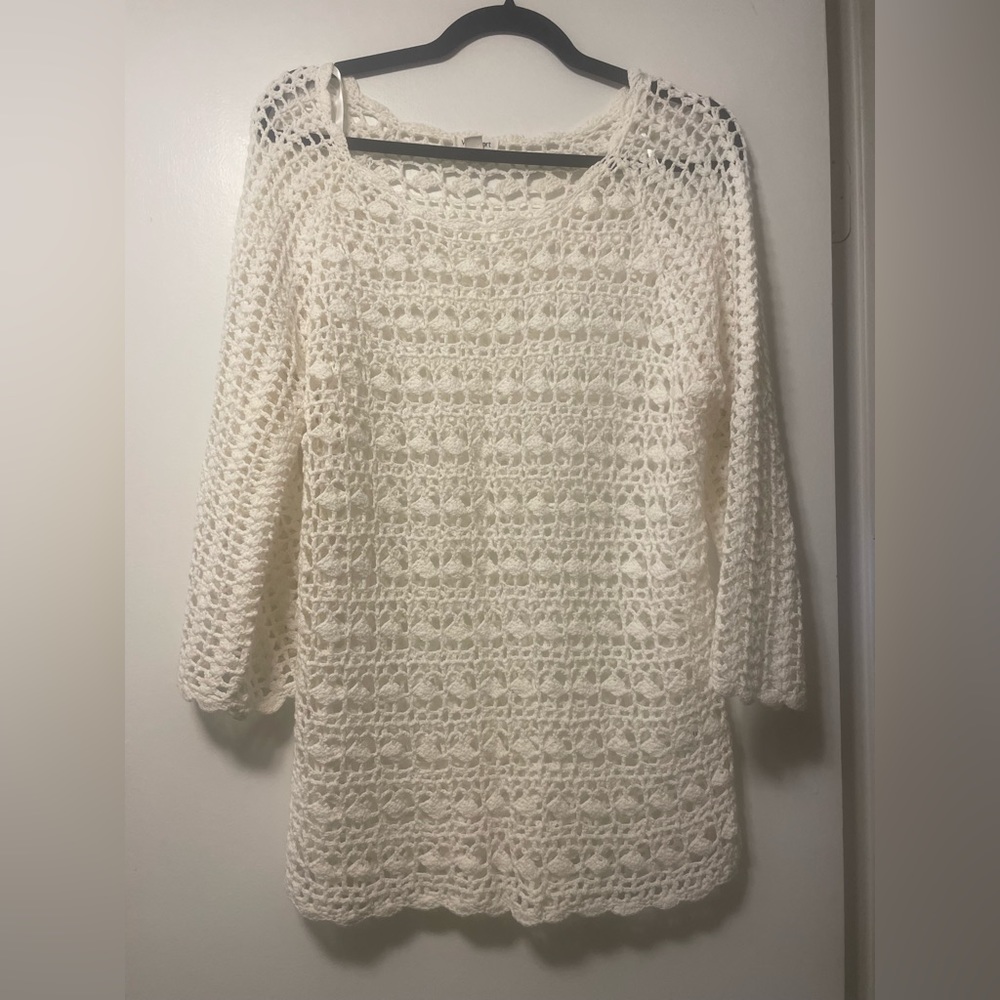 White crochet sweater